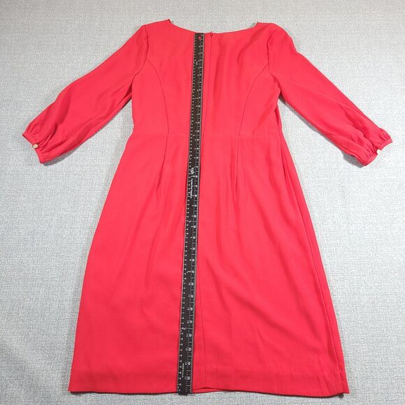 Talbots Dress Women 2 Midi Sheath Lined Cutout Collar Red - Picture 9 of 16